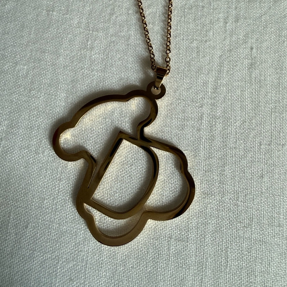 Gold bear shaped  Pendant with chain